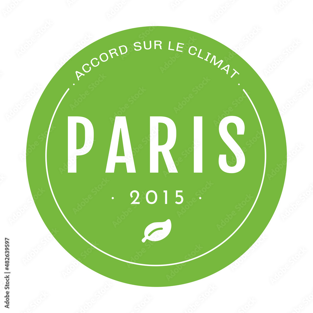 Paris climate agreement symbol called accord climat in French language - obrazy, fototapety, plakaty 
