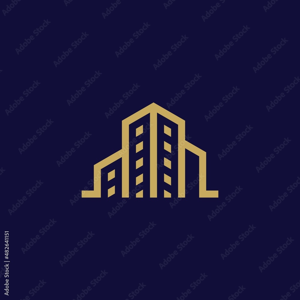 Real estate building monogram logo design