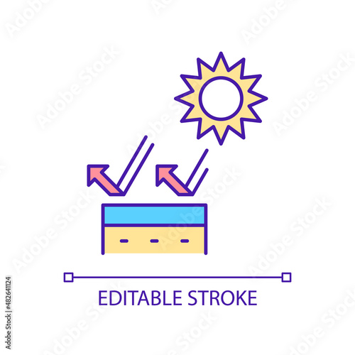 Heatwave RGB color icon. Extreme and abnormal temperatures. Dangerous disaster. Hot weather. Isolated vector illustration. Simple filled line drawing. Editable stroke. Arial font used