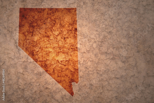 map of nevada state on a old vintage crack paper background