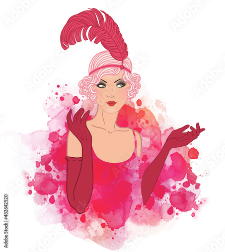 .Flapper girl: Retro party invitation design. Cocktail Party.