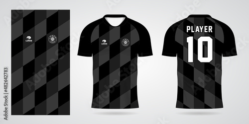 black sports shirt jersey design template
