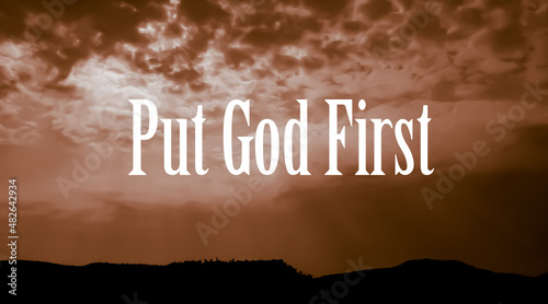 Obraz na plátně Motivational and encouraging bible word of god with colorful sky background