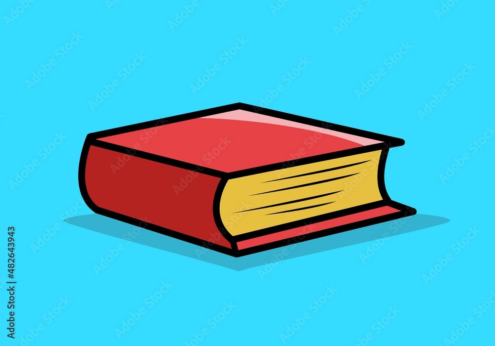 Red book flat illustration in blue background Red book flat illustration in blue background