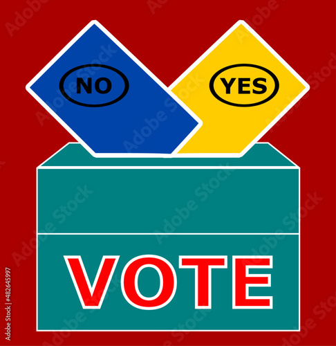 ballot box, inserting paper with a decision yes or no, democratic elections