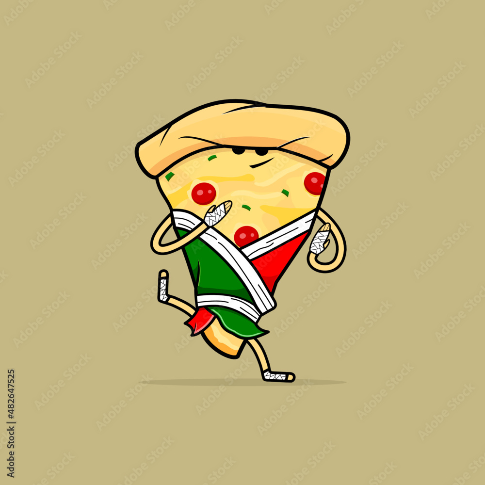 cute karate pizza mascot illustration cute karate pizza mascot illustration