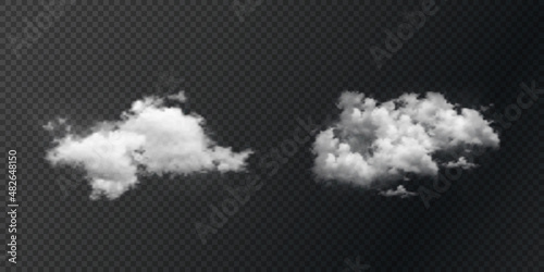 White smoke puff isolated on transparent black background. PNG. Steam explosion special effect. Effective texture of steam, fog, smoke png. Vector illustration