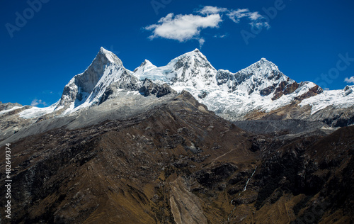 View of the Huandoy mountain, in the Cordillera Blanca of Ancash, Peru.