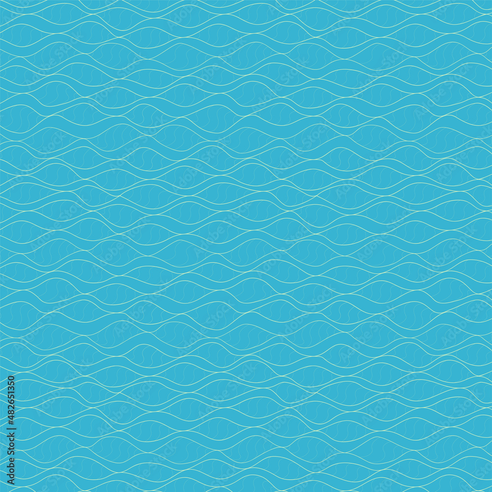 Nature abstract sea background blue waves modern seamless pattern.