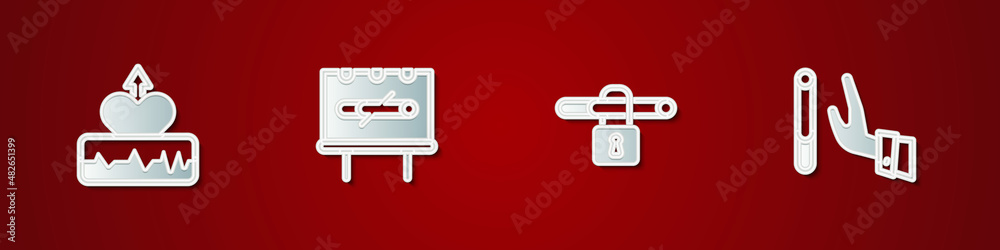 Set Heartbeat increase, No smoking, and Giving up cigarette icon. Vector