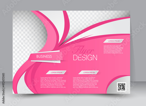 Flyer, brochure, magazine cover template design landscape orientation for education, presentation, website. Pink color. Editable vector illustration.