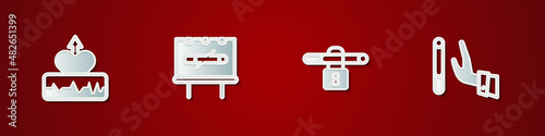 Set Heartbeat increase, No smoking, and Giving up cigarette icon. Vector