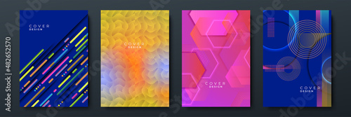 Abstract trendy gradient flowing geometric pattern background texture for poster cover design. Minimal color gradient banner template. Modern vector wave shape for brochure