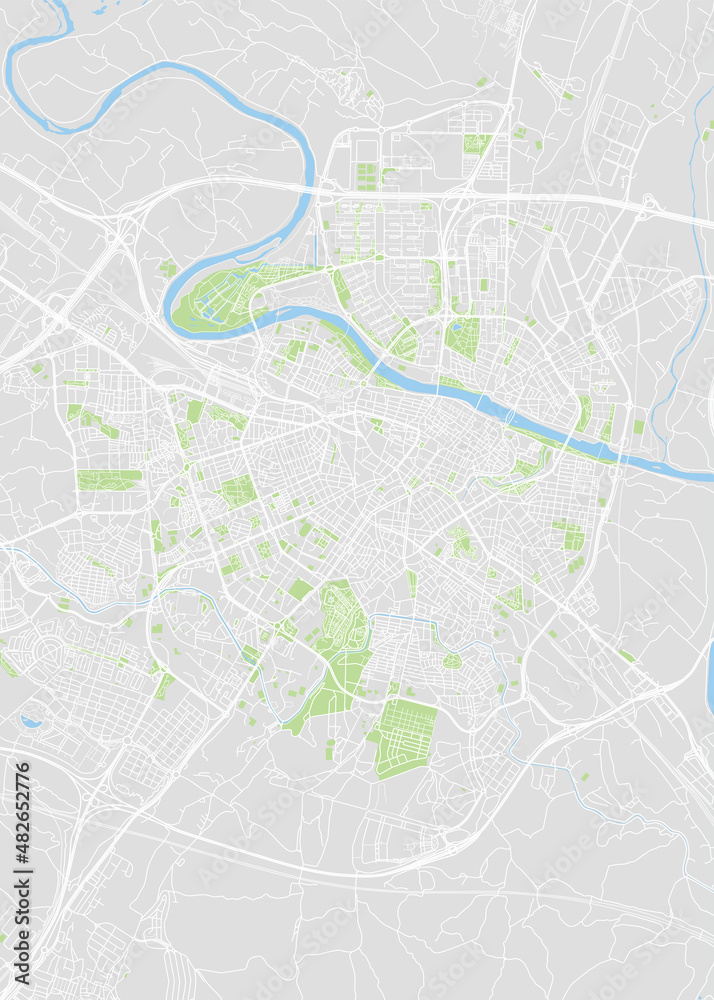 City map Zaragoza, color detailed plan, vector illustration