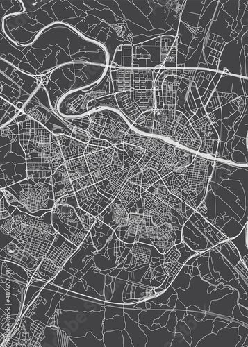 City map Zaragoza, monochrome detailed plan, vector illustration