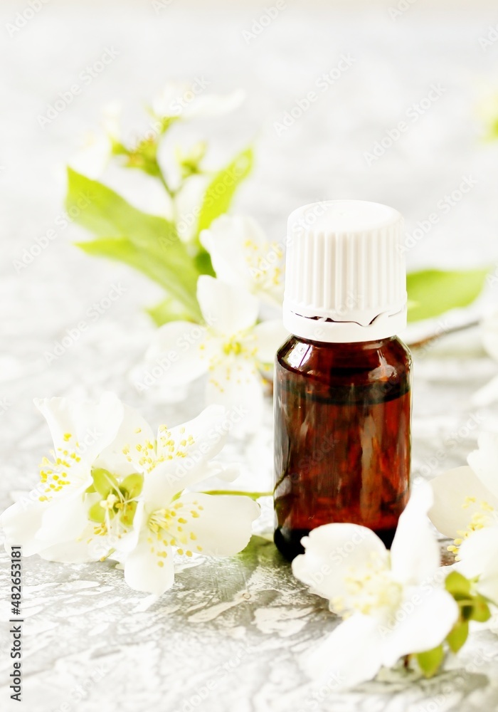 Oil of jasmine. Aromatherapy with jasmine oil. Jasmine flowers Oil of jasmine. Aromatherapy with jasmine oil. Jasmine flowers