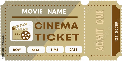Vector cinema ticket with reflect in retro style se