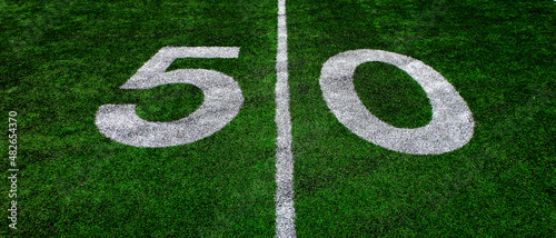 Football Field Green Yard Markers to Goal Line Touchdown Endzone Game Competition photo