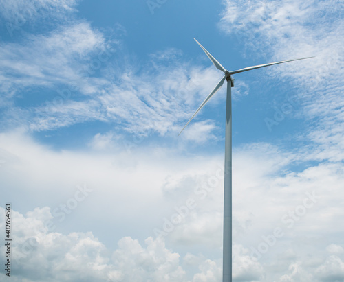 Wind turbines produce electricity as clean energy.