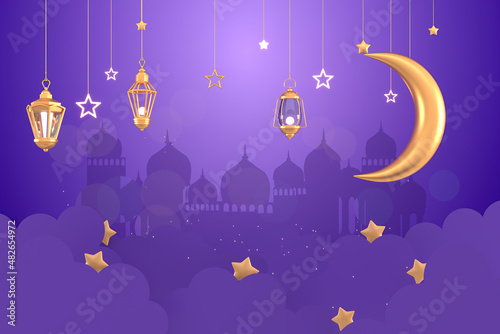 Ramadan Kareem Greeting Background Islamic 3d illustrator design