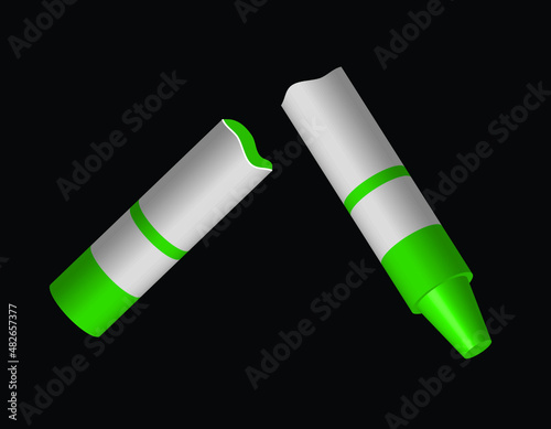 green crayon broken, vector illustration 