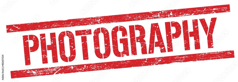 PHOTOGRAPHY text on red grungy rectangle stamp. PHOTOGRAPHY text on red grungy rectangle stamp.