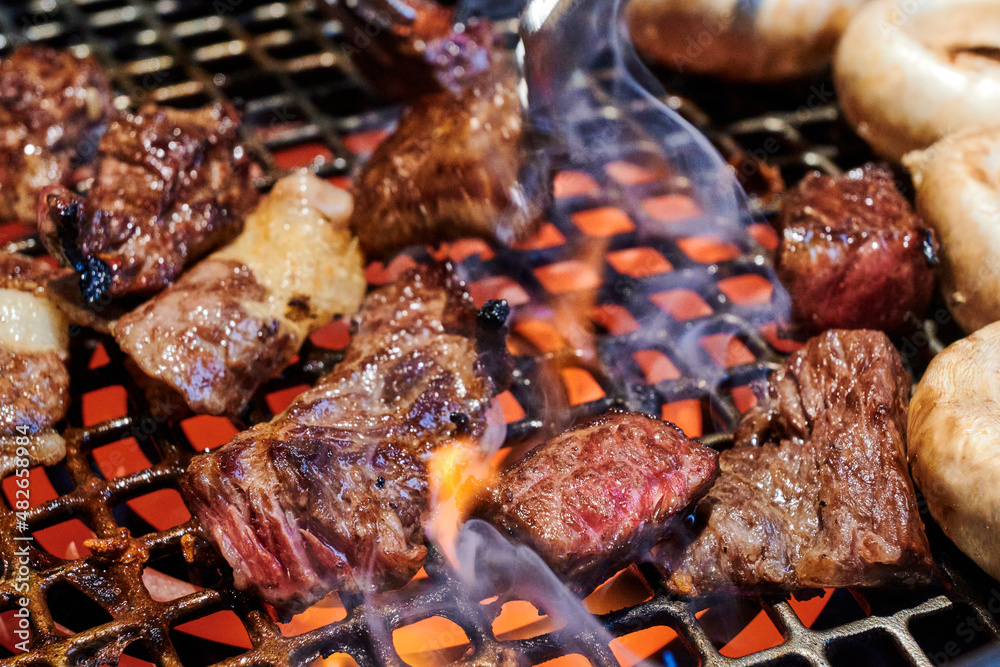 BBQ food in Korean style. BBQ food in Korean style.