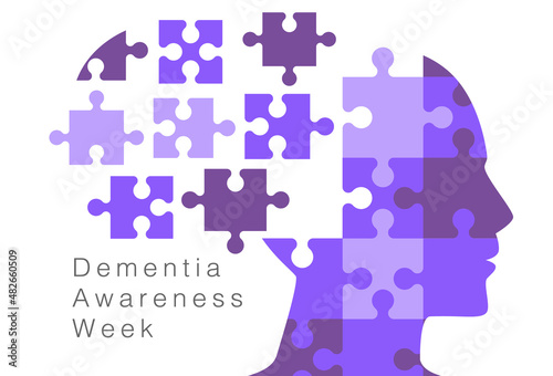 Silhouette human head from jigsaw split from the head. Illustration about Dementia Awareness week.