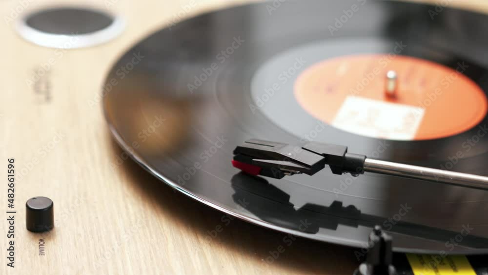 Vinyl record spinning on a turntable at home Vinyl record spinning on a turntable at home
