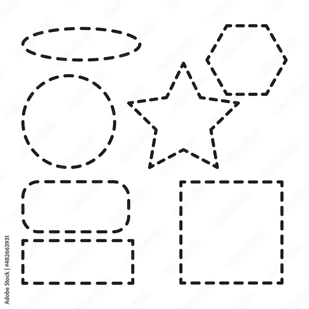 Geometric shapes made of dotted lines. Simple linear vector illustration on a white background Geometric shapes made of dotted lines. Simple linear vector illustration on a white background