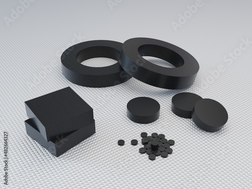 Photos 3D Rendering Ferrite Magnet isolated on white