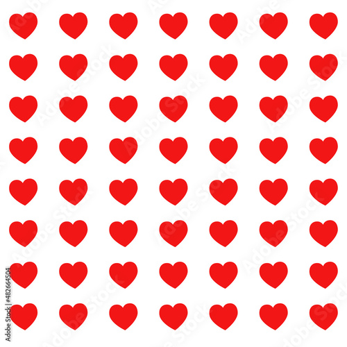 Red hearts pattern on flat background flat hearts 