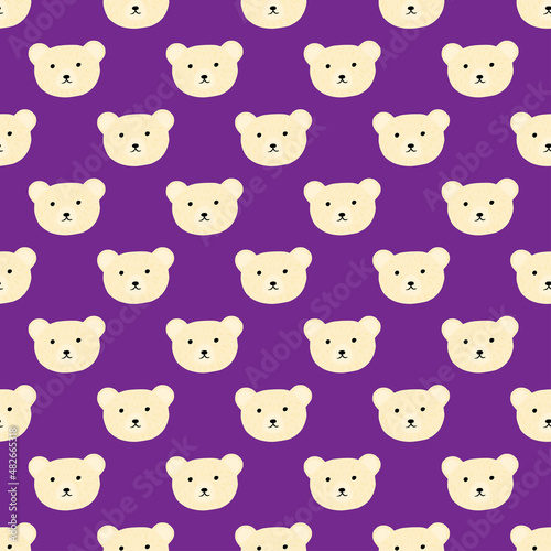 Bear pattern seamless in freehand style. Head animals on colorful background. Vector illustration for textile.