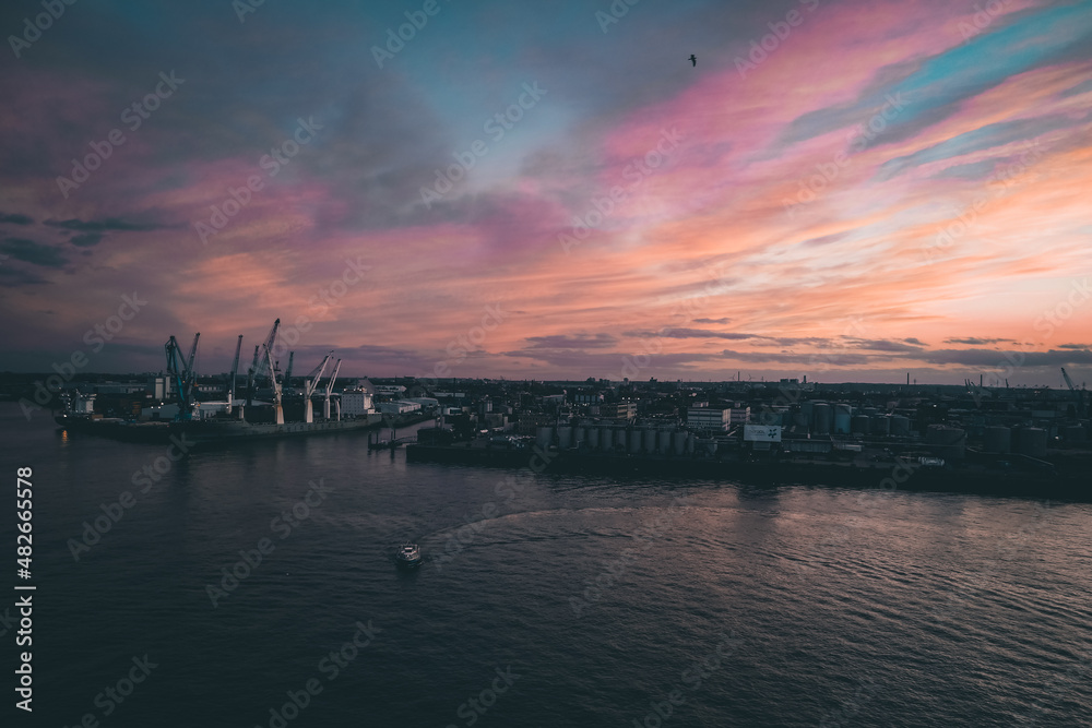Sunset from the top of the Elbphilharmonie in Hamburg