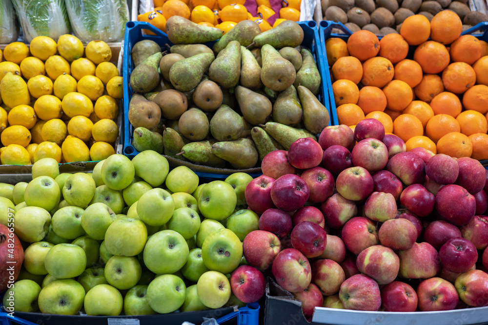 Assortment of fresh fruits at market