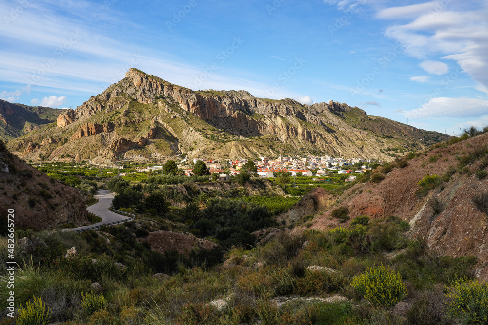 Landscape view of Villanueva del Rio Segura in Valley of Ricote, Murcia Spain