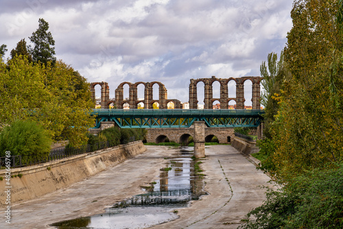 The Acueducto de los Milagros, Miraculous Aqueduct in Merida, Extremadura, Spain photo