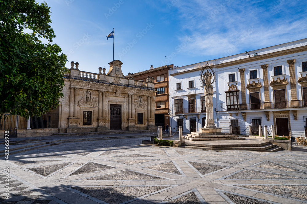Historical square Plaza de la Asuncion in Jerez de la Frontera, Cadiz, Spain
