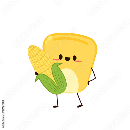 Corn kernel character design. Corn on white background. Corn kernel vector.