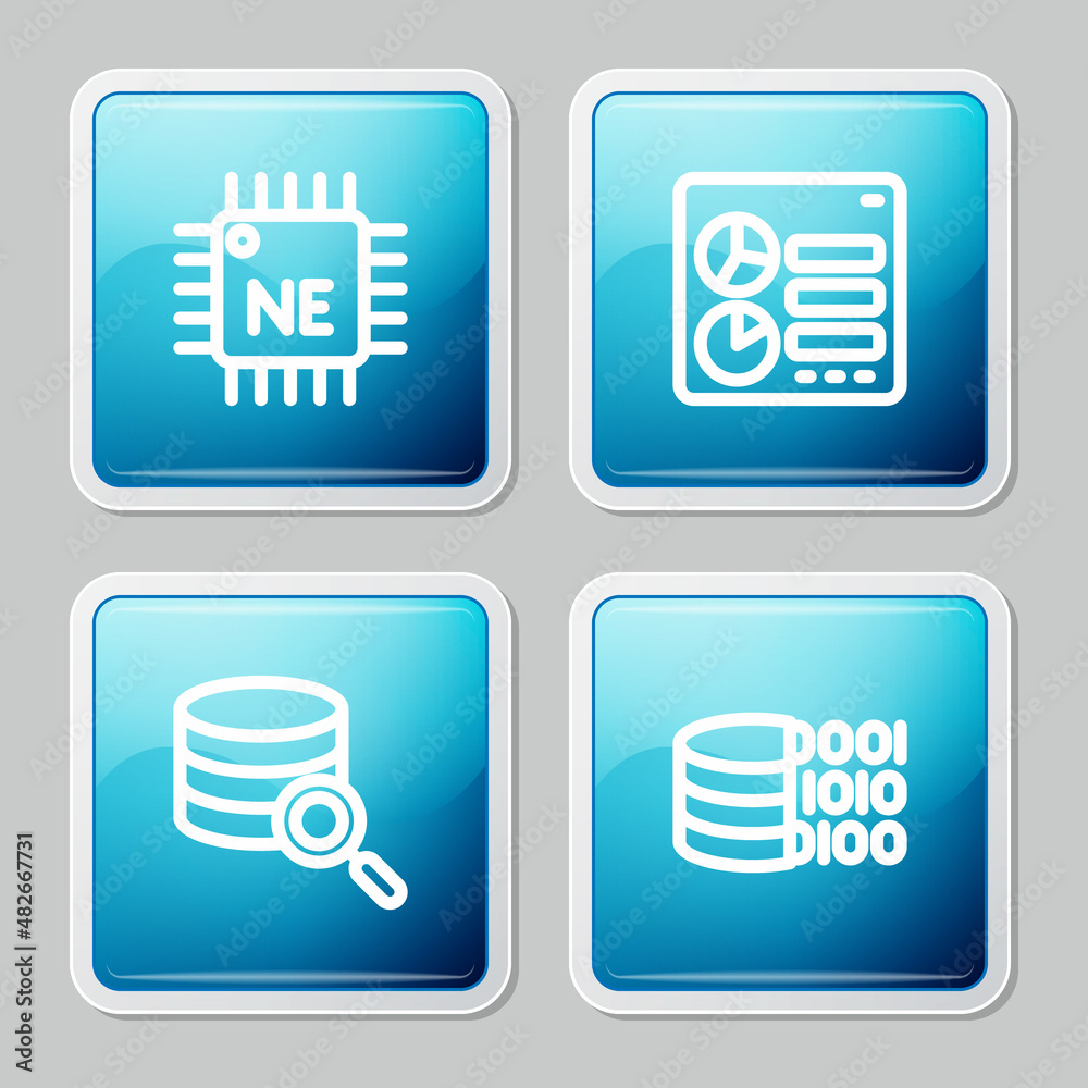Set line Processor CPU, Computer api interface, Server and Binary code icon. Vector Set line Processor CPU, Computer api interface, Server and Binary code icon. Vector