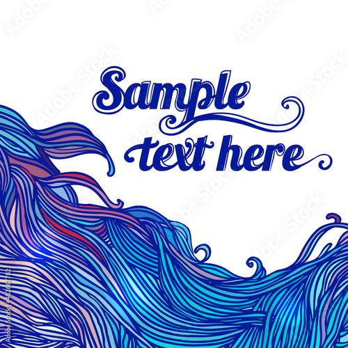 Decorative frame of hair or wave pattern. Abstract vector background.