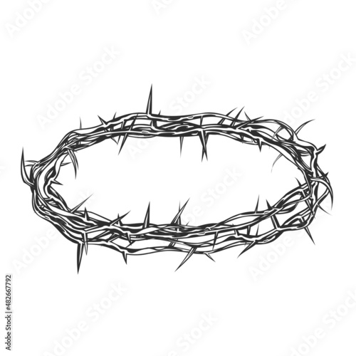 Crown of thorns, biblical wreath of thorns, symbol of crucifixion, vector