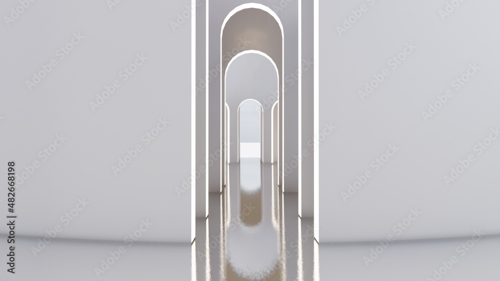 Architecture interior background empty arched pass 3d render Architecture interior background empty arched pass 3d render