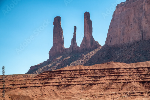 The Three Sisters rock formation, Monument Valley Navajo Tribal Park - USA