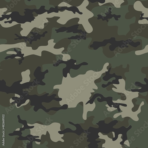  Army texture camouflage, woodland military hunting background, seamless vector print.