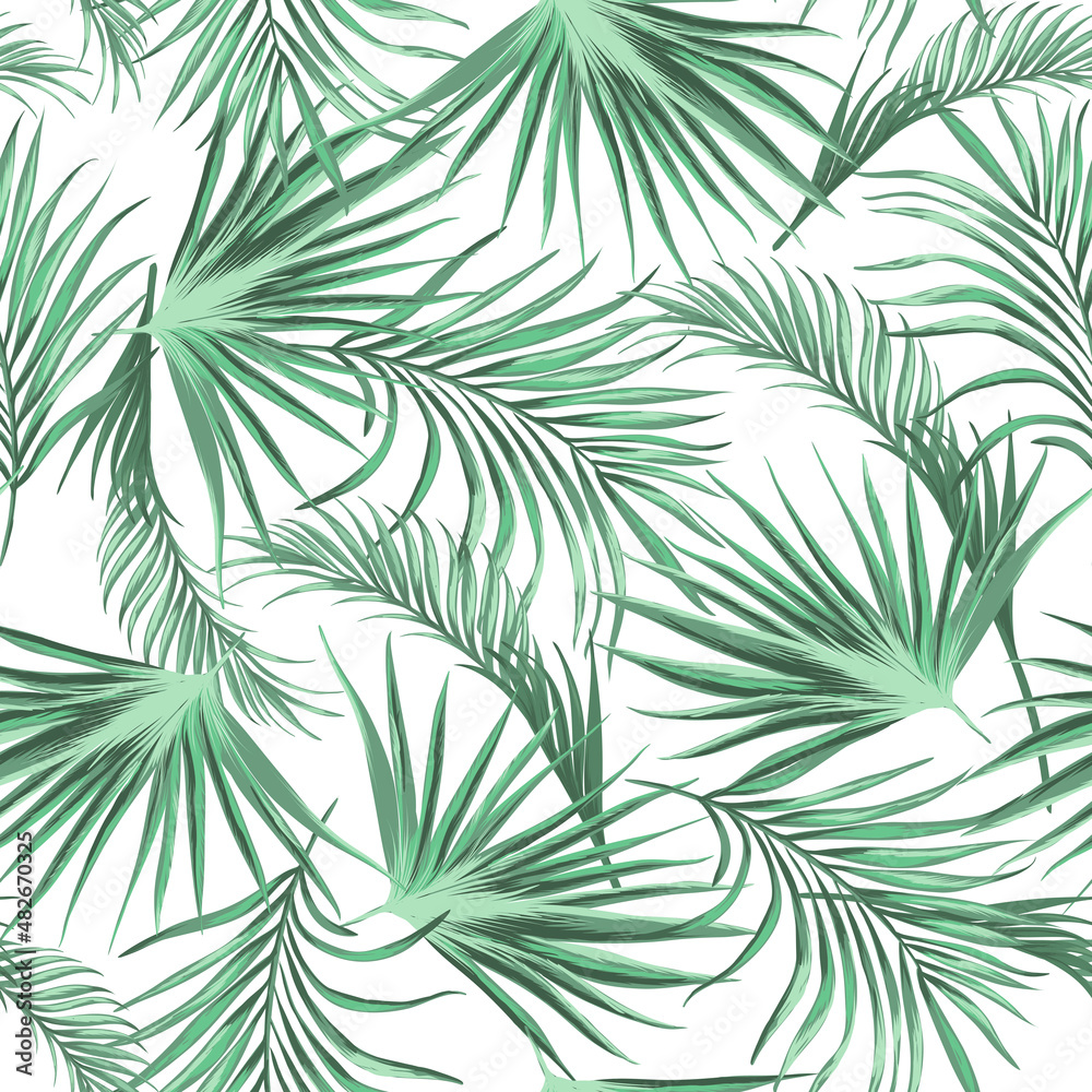Palm vector pattern. Tropical seamless illustration. Summer print.
