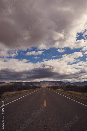 Highway scenery on historic route 80 in the state of arizona. Road trip concept. Travel and vacation concept.