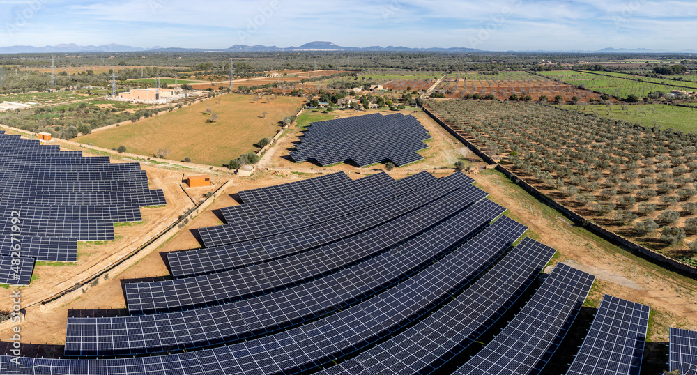 Parc Fotovoltaic Can Xim de S'Aguila, solar energy plates, Llucmajor, Mallorca, Balearic Islands, Spain