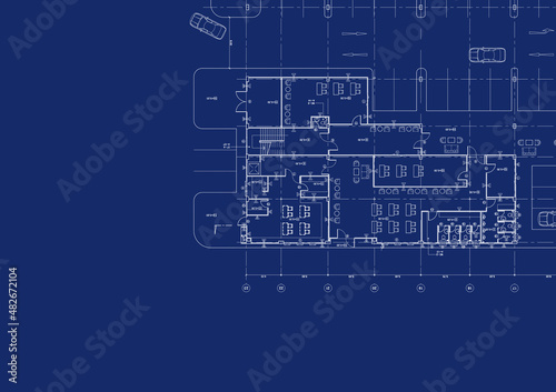 Floor plan designed building on the drawing.