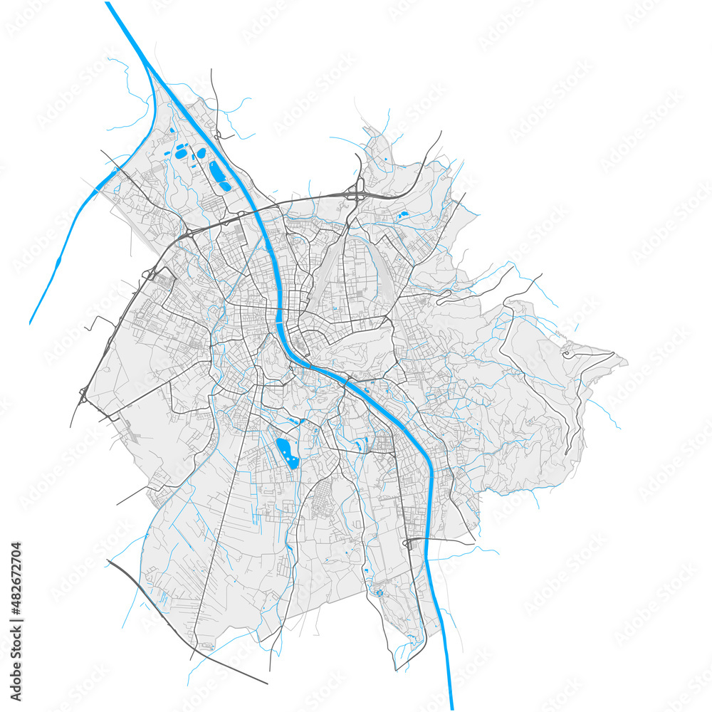 Naklejka premium Salzburg, Austria Black and White high resolution vector map